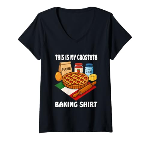 Damen Italienisches Essen Das ist Mein Crostata-Backen T-Shirt mit V-Ausschnitt von Bakers, Strawberry Jam Pie Lover