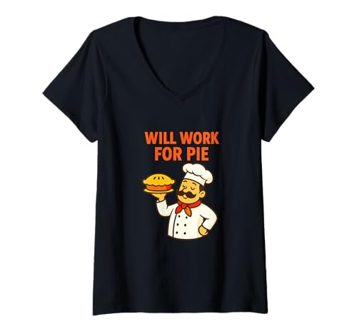 Damen Lustiger Tortenliebhaber Chef Grafik Backen Humor T-Shirt mit V-Ausschnitt von Bakery Jokes and Pie Lover Designs