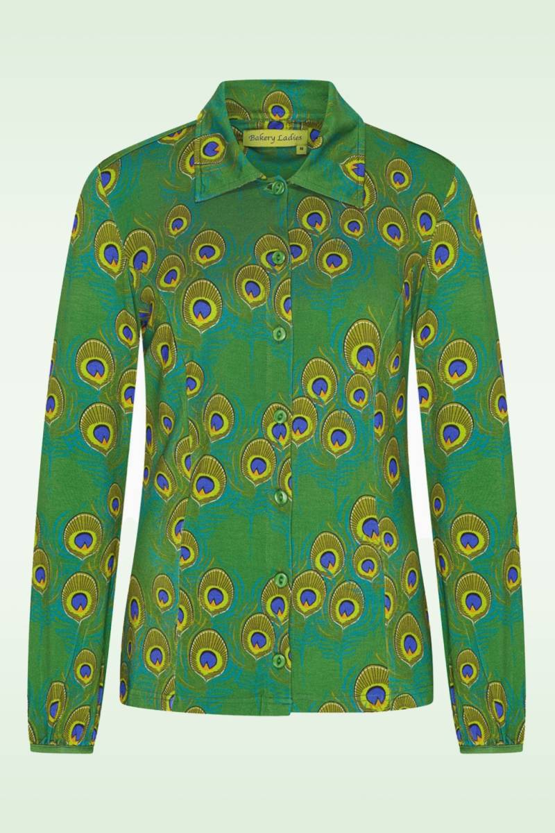 Ginny Feathers Blouse in Treetop Green von Bakery Ladies