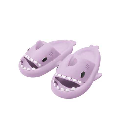 Baketron Cloud Shark Slides Niedliche Hai Hausschuhe für Damen Shark Slippers Herren Weich Rutschfest Badelatchen Hausschuhe Unisex Badeschuhe für Sommer Strand Sandalen - Lila 36/37 EU von Baketron