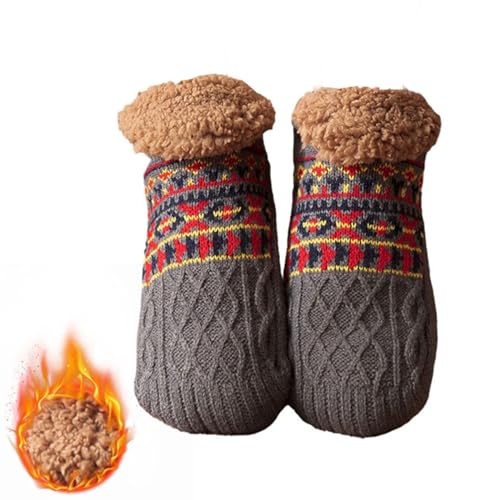 Baketron Pantoffelsocken für Männer Flauschige Pantoffel Haussocken Hüttensocken Herren Kuschelsocken mit Noppen Winter Thermo-Strick dickes Fleece-gefüttert Gemütlich Rutschfest Socken von Baketron