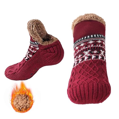 Baketron Pantoffelsocken für Männer Flauschige Pantoffel Haussocken Hüttensocken Herren Kuschelsocken mit Noppen Winter Thermo-Strick dickes Fleece-gefüttert Gemütlich Rutschfest Socken von Baketron