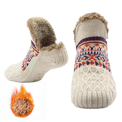 Baketron Pantoffelsocken für Männer Flauschige Pantoffel Haussocken Hüttensocken Herren Kuschelsocken mit Noppen Winter Thermo-Strick dickes Fleece-gefüttert Gemütlich Rutschfest Socken von Baketron