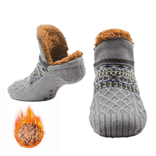 Baketron Pantoffelsocken für Männer Flauschige Pantoffel Haussocken Hüttensocken Herren Kuschelsocken mit Noppen Winter Thermo-Strick dickes Fleece-gefüttert Gemütlich Rutschfest Socken von Baketron