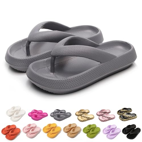 Baketron Superweiche Flip Flops Damen Herren Unisex Badeschuhe EVA Rutschfeste Dickere Sohle Zehentrenner Hausschuhe Badeschlappen Wolken Sandale Sommer Slippers von Baketron