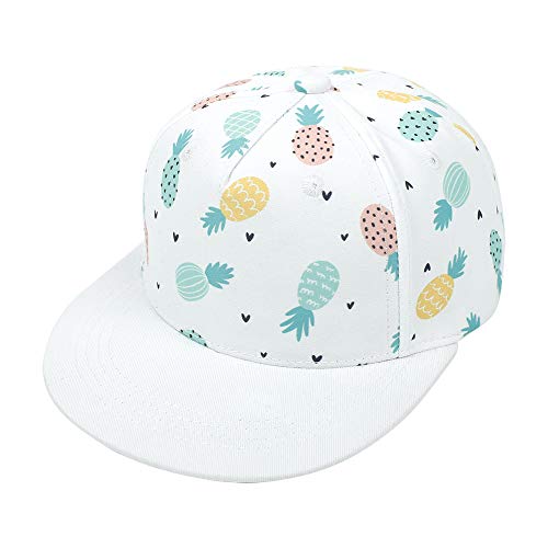 Bakicey Baby Kinder Baseball Cap Kappe Hiphop Kinder Baseballmütze Jungen Mädchen Mütze Baseball Cap Cartoon Drucken Hut Kappe Sonnenblende Flache Hut Baseballkappe (Ananas, S) von Bakicey