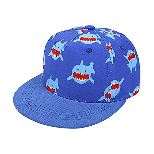 Bakicey Baby Kinder Baseball Cap Kappe Hiphop Kinder Baseballmütze Jungen Mädchen Mütze Baseball Cap Cartoon Drucken Hut Kappe Sonnenblende Flache Hut Baseballkappe (Hai, M) von Bakicey