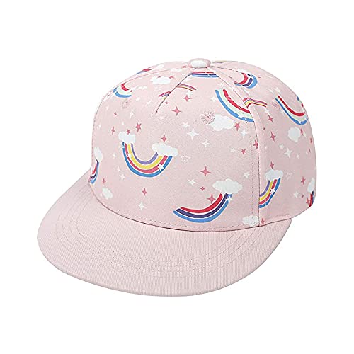 Bakicey Baby Kinder Baseball Cap Kappe Hiphop Kinder Baseballmütze Jungen Mädchen Mütze Baseball Cap Cartoon Drucken Hut Kappe Sonnenblende Flache Hut Baseballkappe (Regenbogen, S) von Bakicey