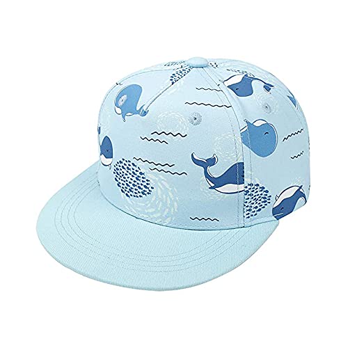 Bakicey Baby Kinder Baseball Cap Kappe Hiphop Kinder Baseballmütze Jungen Mädchen Mütze Baseball Cap Cartoon Drucken Hut Kappe Sonnenblende Flache Hut Baseballkappe (Wal, M) von Bakicey