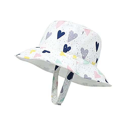 Bakicey Baby Sonnenhut Baumwolle Atmungsaktiv Sommerhut Kleinkinder Sonnenschutz Cap Fischerhut Netter Druck Unisex Cap Breiter Krempe Hut Jungen Mädchen Sommer Sonnenhut (Liebe, S, Numeric_46) von Bakicey