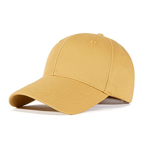 Bakicey Baseball Cap Unisex Outdoor Sonnenhut Damen Baseball Cap Baumwolle Baseball Mützen Erwachsenen Casual Hip Hop Baseboard Baseballkappe Verstellbar Herren Baseball Cap Kappe (Kurkuma), 56-59 von Bakicey