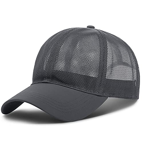 Bakicey Baseball Cap mit luftigem Netzteil Unisex Trucker Cap Damen Atmunsaktiv Sonnenhut Baseball Mützen Reine Farbe Baseballkappe Verstellbare Herren Mesh Cap Sommerhut (56-60cm) (Grau) von Bakicey