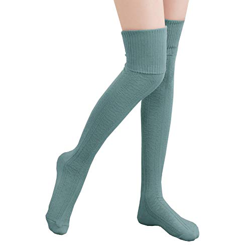 Bakicey Damen Kniestrümpfe Socken Overknee Strümpfe Strumpfhosen Baumwollstrümpfe Stricksocken Stützkniestrümpfe Gestrickte Socken Hoch Über das Knie Lange Socken Winter Strümpfe, 74cm Blau von Bakicey