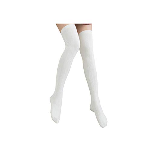 Bakicey Damen Kniestrümpfe Socken Overknee Strümpfe Strumpfhosen Baumwollstrümpfe Stricksocken Stützkniestrümpfe Gestrickte Socken Hoch Über das Knie Lange Socken Winter Strümpfe, 64cm Weiß, 74cm von Bakicey