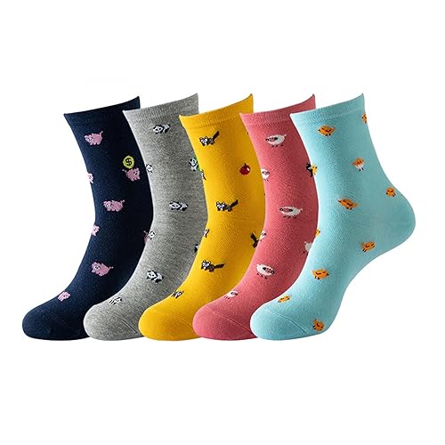 Bakicey Damen Mädchen Socken Stricken Socken Strümpfe Baumwolle Nette Cartoon Gemustert Mädchensocken - Elastisch Sport Socken Füßlinge Kurzsocken (35-39, Panda-Karikatur) von Bakicey