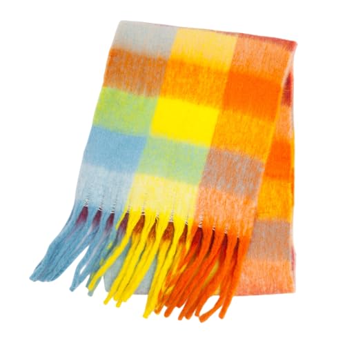Bakicey Damen Schal Warm Dichter Bartfarbe Vier-Gitter-Schal Herbst Winter Verdickt Doppelseitig Kariert Frauen Halstuch Deckenschal Hals Scarf Poncho Cape von Bakicey