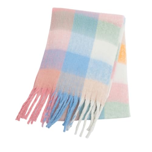 Bakicey Damen Schal Warm Dichter Bartfarbe Vier-Gitter-Schal Herbst Winter Verdickt Doppelseitig Kariert Frauen Halstuch Deckenschal Hals Scarf Poncho Cape von Bakicey