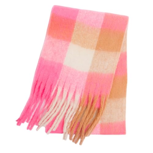 Bakicey Damen Schal Warm Dichter Bartfarbe Vier-Gitter-Schal Herbst Winter Verdickt Doppelseitig Kariert Frauen Halstuch Deckenschal Hals Scarf Poncho Cape von Bakicey