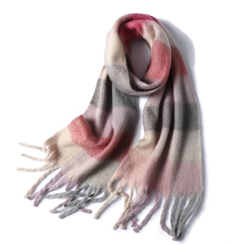 Bakicey Damen Schal XXL Warm Weich Strickschal Karo Winterschal Herbstschal Wolleschal Frauen Deckenschal Halstuch Scarf Poncho Cape, 6, 3XL von Bakicey