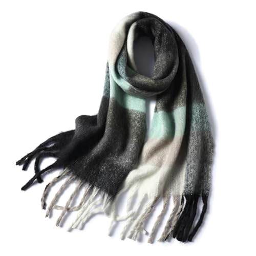 Bakicey Damen Schal XXL Warm Weich Strickschal Karo Winterschal Herbstschal Wolleschal Frauen Deckenschal Halstuch Scarf Poncho Cape, F, 3XL von Bakicey