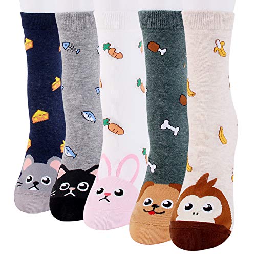Bakicey Damen Mädchen Socken Stricken Socken Strümpfe Baumwolle Nette Cartoon Gemustert Mädchensocken - Elastisch Sport Socken Füßlinge Kurzsocken Damensocken, (5 Paar, Kaninchen Rettich) von Bakicey