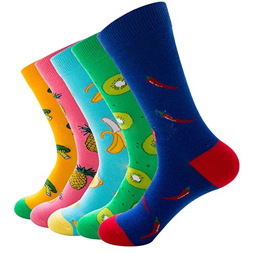 Bakicey Damen Mädchen Socken Stricken Socken Strümpfe Baumwolle Nette Cartoon Gemustert Mädchensocken - Elastisch Sport Socken Füßlinge Kurzsocken Damensocken, (5 Paar, Obst) von Bakicey