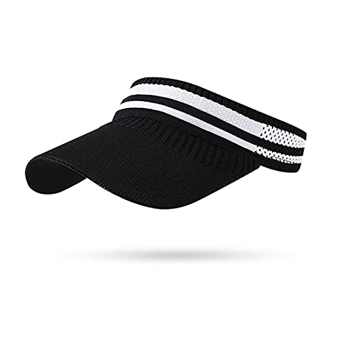 Bakicey Damen Sonnenschild Visor Sonnenhut mit großer Krempe Mode Damen Visor Cap Sonnenschutz Schweißabsorbierend Baseball Kappe Sommerhut für Outdoor Sport Strand Hut Golf Tennis 52-60cm (Schwarz) von Bakicey