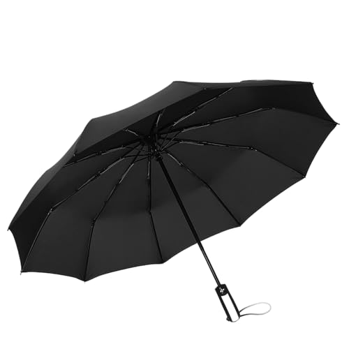 Bakicey Regenschirme, Winddicht Regenschirm Regen und Windresistent Taschenschirm Auf-Zu-Automatik Leicht kompakt Stabiler Schirm mit 10 Rippen Schirm für Reisen Business (Schwarz) von Bakicey