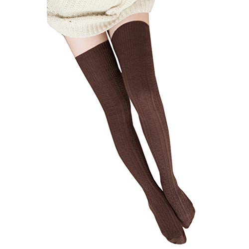 Bakicey Damen Kniestrümpfe Socken Overknee Strümpfe Strumpfhosen Baumwollstrümpfe Stricksocken Stützkniestrümpfe Gestrickte Socken Hoch Über das Knie Lange Socken Winter Strümpfe, 74cm Brown von Bakicey