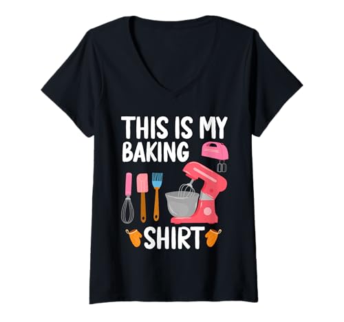 Damen Lustige Cupcake & Cookie Baking Crew Chef Pastry Love Bakers T-Shirt mit V-Ausschnitt von Baking Design For Women Who Love To Bake