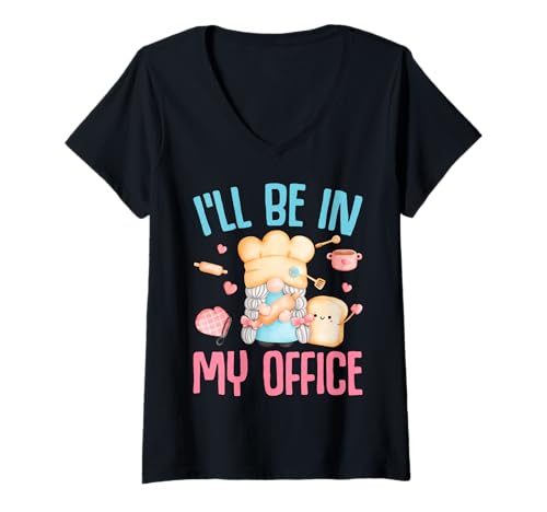 Damen I'll Be in My Office Back-Design T-Shirt mit V-Ausschnitt Damen I'll Be in My Office Back-Design T-Shirt mit V-Ausschnitt von Baking Joy Creations
