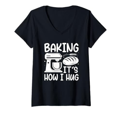 Damen So backe ich Rührbrot T-Shirt mit V-Ausschnitt Damen So backe ich Rührbrot T-Shirt mit V-Ausschnitt von Baking Mixer Hugging Bread Lovers