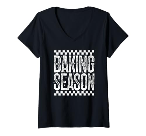 Damen Backzeit Urlaub Weihnachten Keksherstellung Zitat Spruch T-Shirt mit V-Ausschnitt von Baking Season T-Shirt Co.