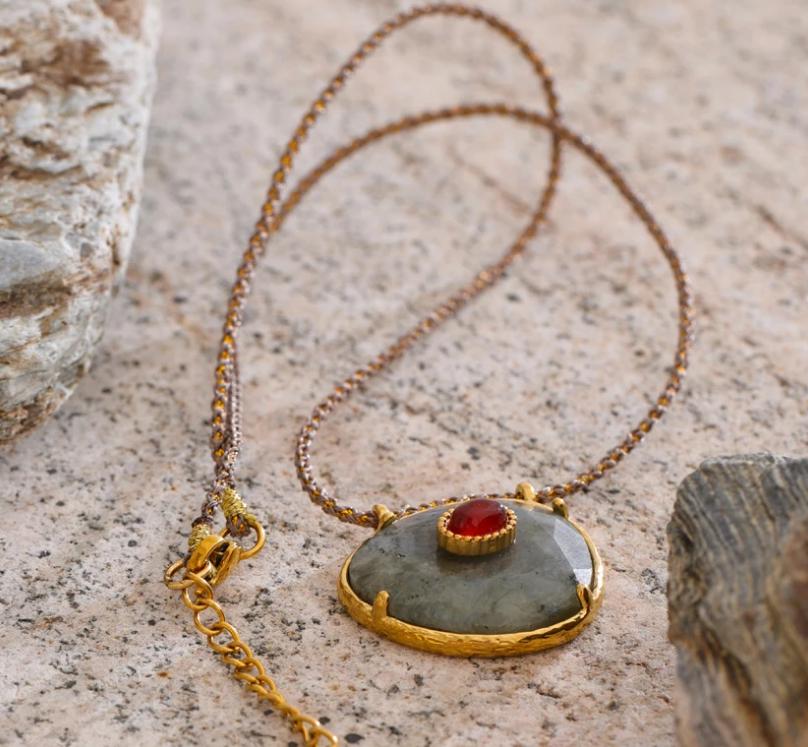Achat Anhänger Halskette, Spektrolit Halbedelstein, Sommer Statement Kette, Oval Natürlicher Kristall Anhänger, Geschenk Für Sie von BalainArt