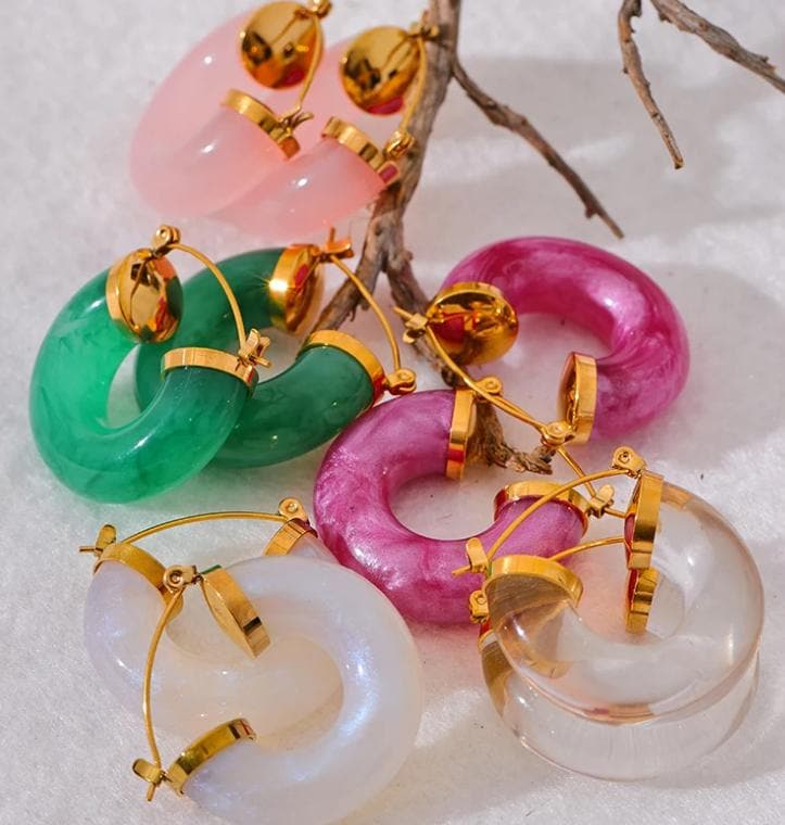 Handgemachte Acryl Creolen, Gold Huggies, Chunky Resin Creolen von BalainArt