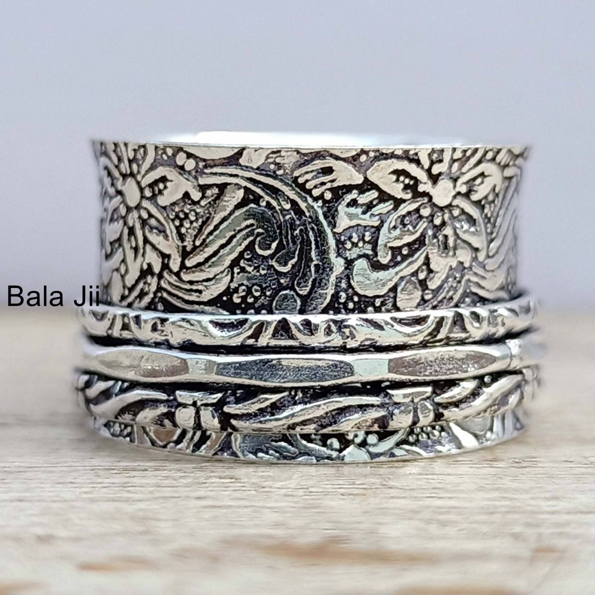 925 Sterling Silber Spinner Ring, Handgemachte Ringe Für Frauen, Boho Meditation Ring Angst Versprechen B359 von BalajiJewellersGifts