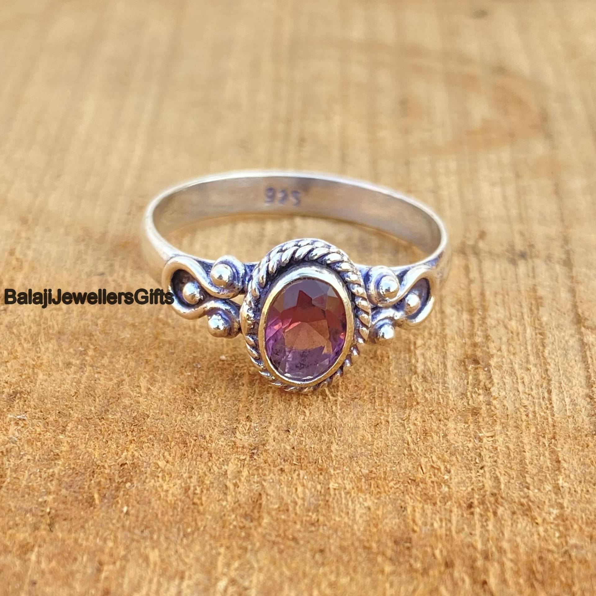 Amethyst Edelstein Ring, 925 Sterling Silber, Meditation Fidget Versprechen Angst Frauen Geschenk Sie B1406 von BalajiJewellersGifts