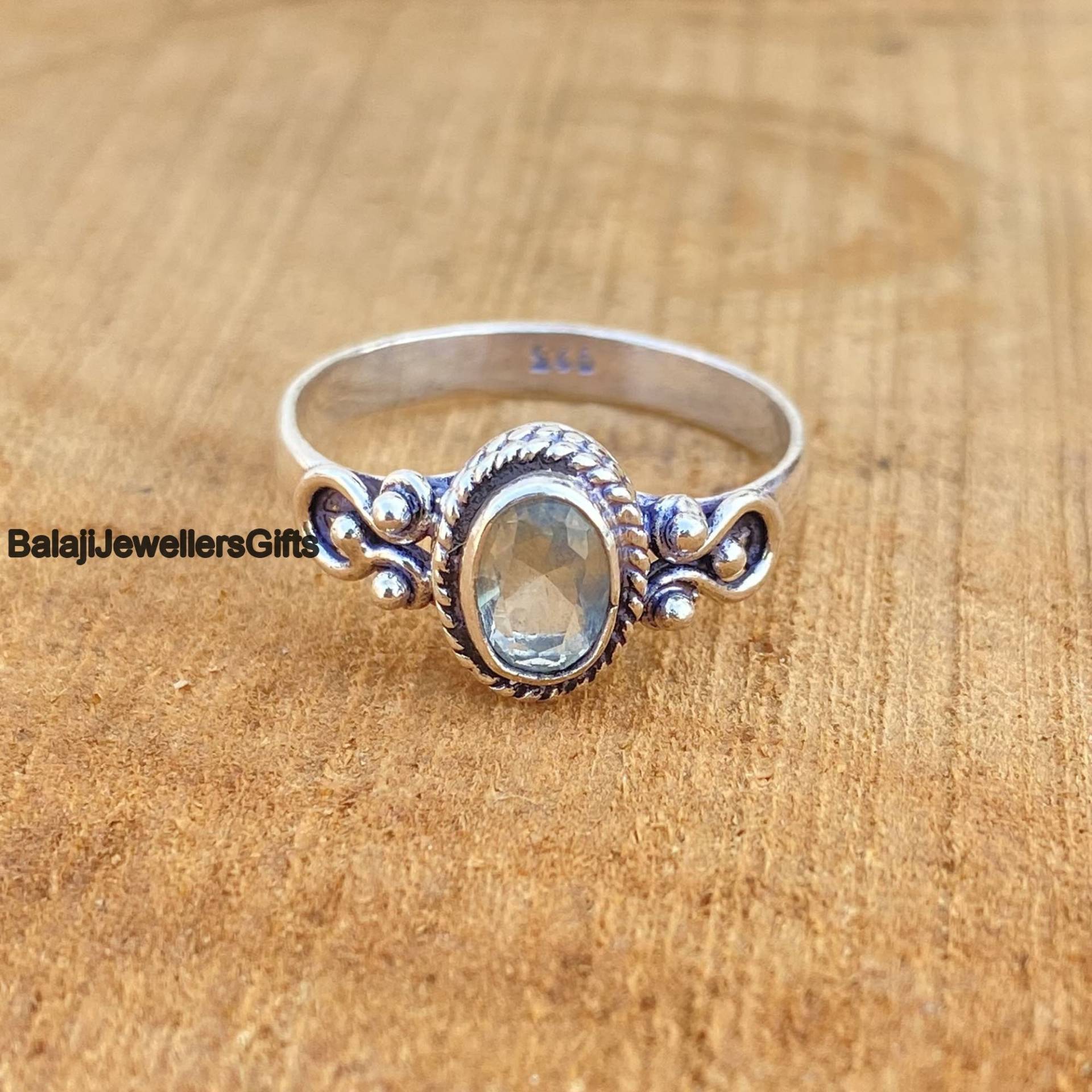 Aquamarin Edelstein Ring, 925 Sterling Silber, Statement Sorgen Ring, Ehering, Zierlicher Frauen Geschenk, Beliebter Boho B1440 von BalajiJewellersGifts