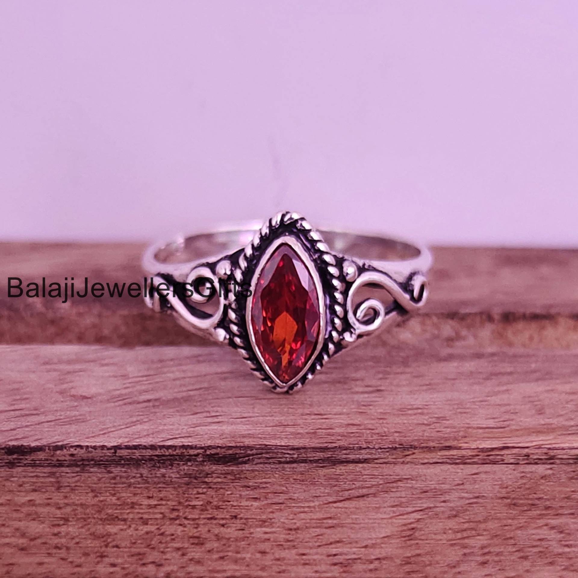 Granat Edelstein Ring, 925 Sterling Silber Ringe Für Frauen, Statement Handgemachter Minimalist Midi Ringsk575 von BalajiJewellersGifts