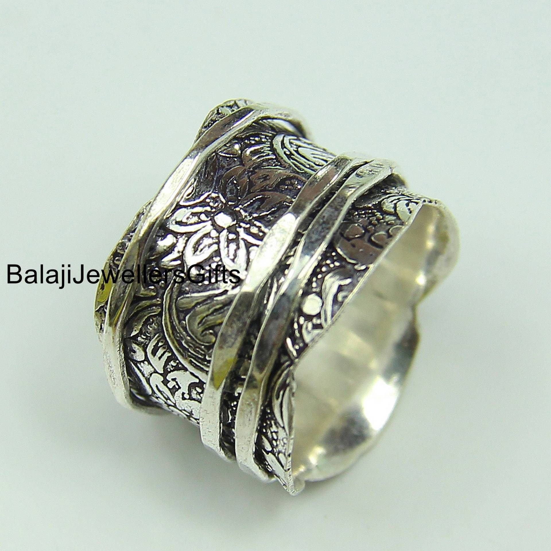 Massives 925Er Sterlingsilber, Ringe Für Frauen, Spinnerring, Handgemachter Ring, Meditationsring, Boho-Ring, Angstring, Spinnring, Geschenk Sie von BalajiJewellersGifts