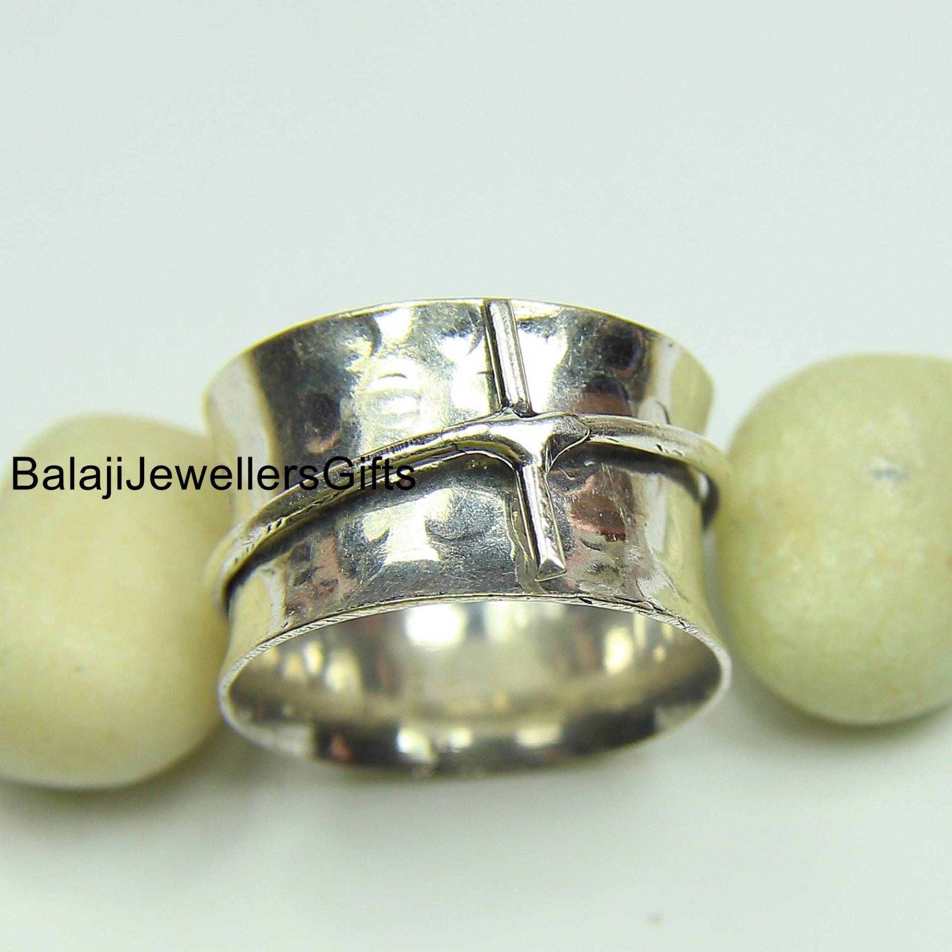 Massiver 925 Sterling Silber Ring, Spinner Handgemachter Meditation Kreuz Versprechen Frauen Daumen Geschenk Für Sie von BalajiJewellersGifts