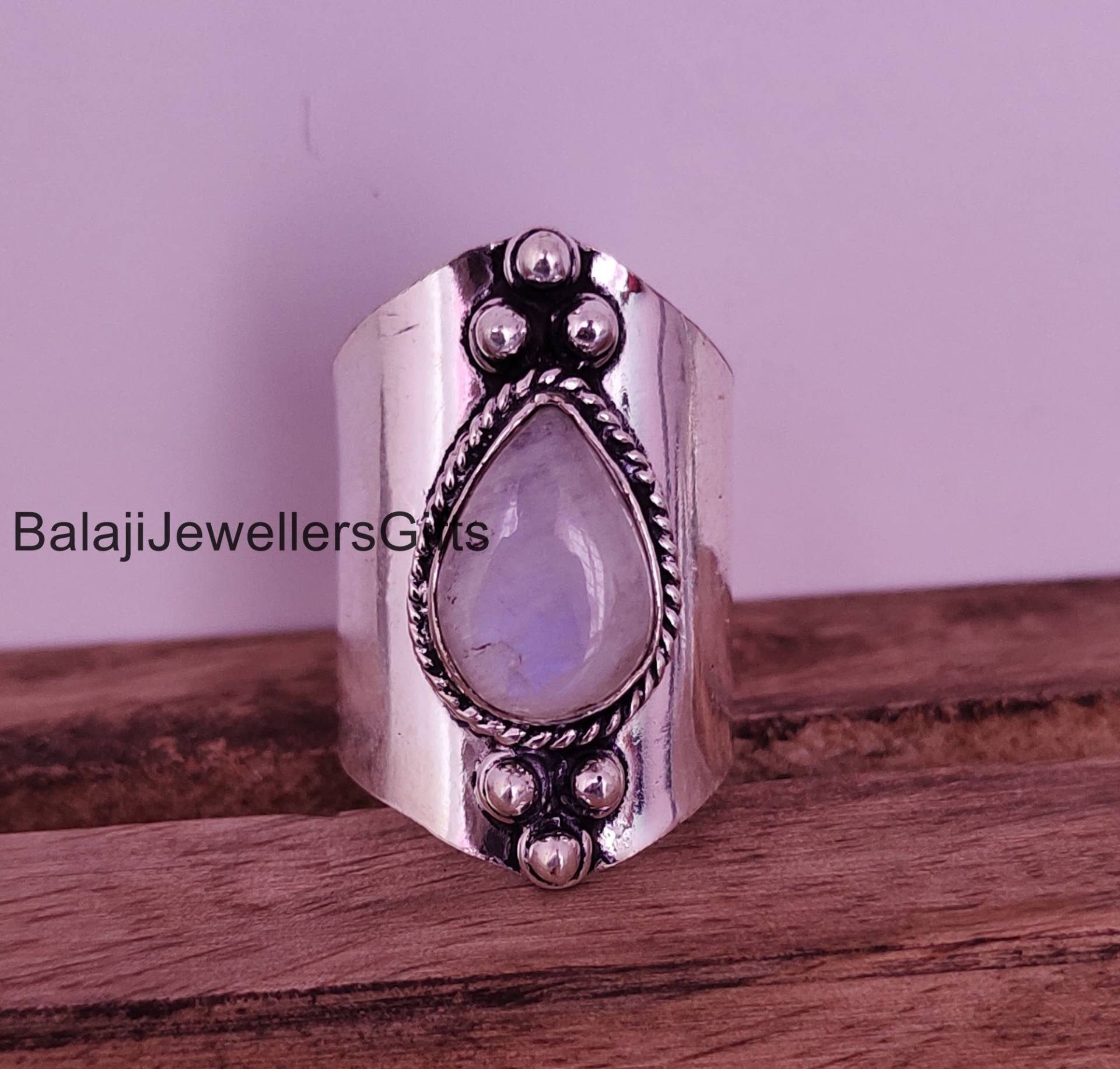 Regenbogen Mondstein Ring, 925 Sterling Silber Wind Band Handgemachter Frauen Daumen Schöne Ring. Fidget Sk528 von BalajiJewellersGifts