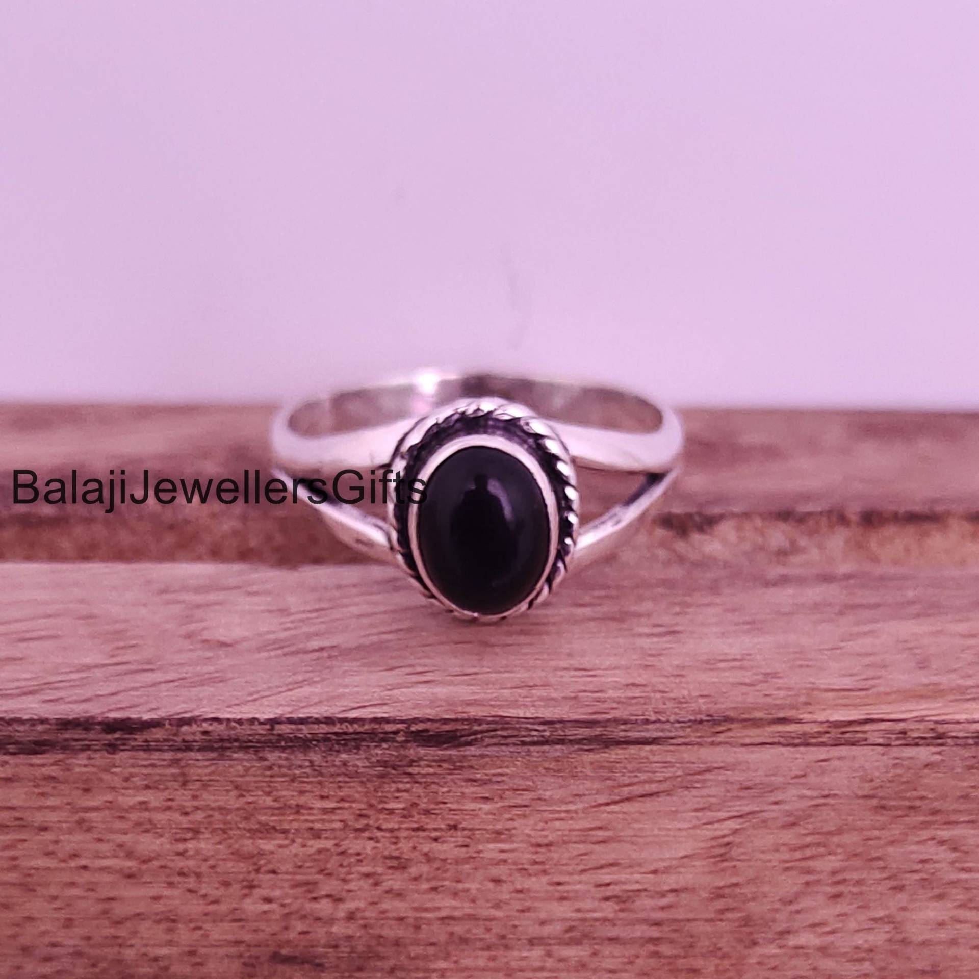 Schwarzer Onyx Edelstein Ring, 925 Sterling Silber Frauen Statement Handgefertigter Versprechen Boho Fidget Sk576 von BalajiJewellersGifts