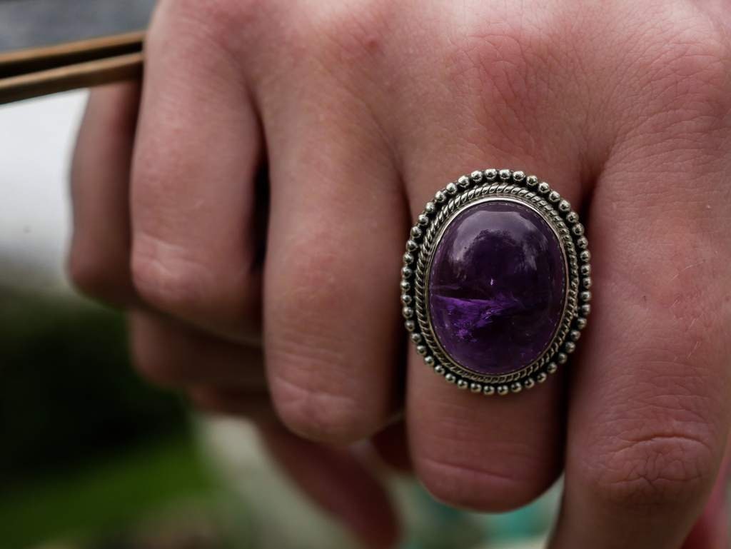 Amethyst Ring Sterling Silber Kordelband, Februar Geburtsstein von BalajiJewels