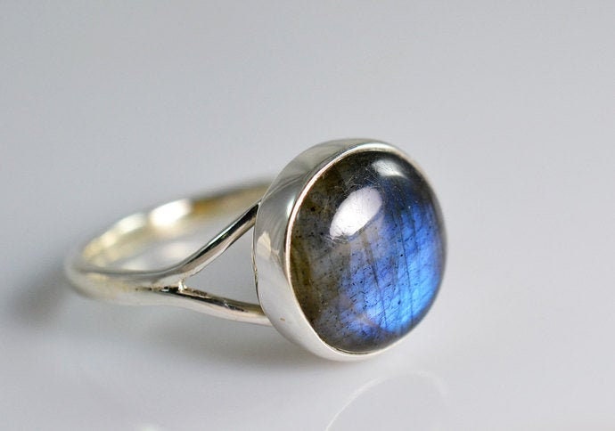 Blauer Labradorit Sterling Silber Ring Handgefertigte Lünette Set Statement Schmuck von BalajiJewels