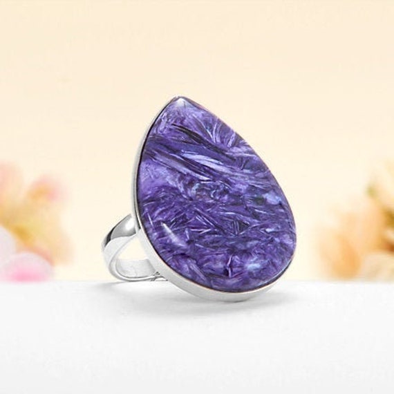 Charoite Ring 925 Sterling Silber, Lila Edelstein von BalajiJewels