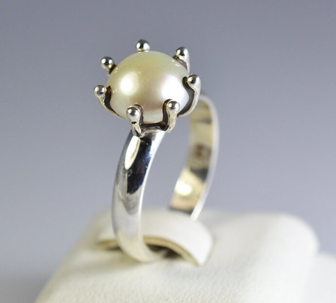 Goldener Perlenring 925 Sterling Silber-Krappenset, Stapelbares Band von BalajiJewels