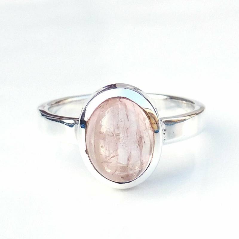 Handgemachte Oval Rosenquarz Ring 925 Sterling Silber Edelstein Schmuck von BalajiJewels