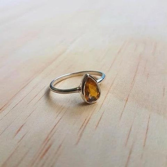 Handgemachter Pear Cut Citrin Ring 925 Sterling Silber Ring von BalajiJewels