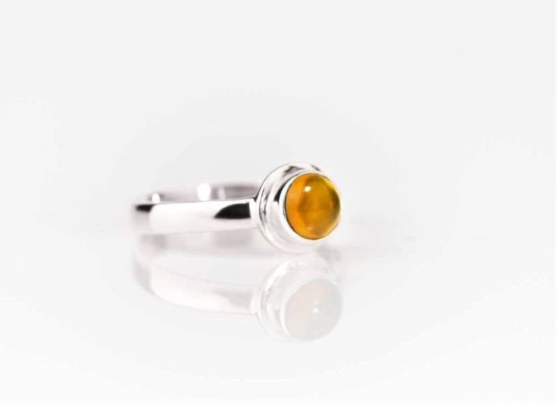 Handgemachter Runder Citrin Ring Boho 925 Sterling Silber von BalajiJewels